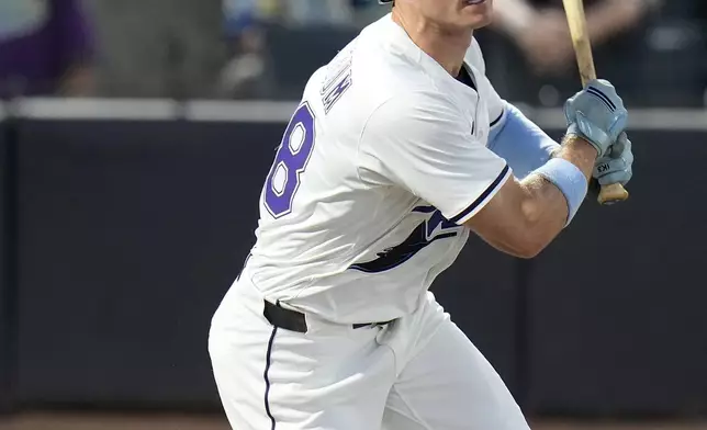 Tampa Bay Rays' Jake Mangum watches his single off Boston Red Sox pitcher Kyle Harrison during the second inning of a baseball game Saturday, Sept. 20, 2025, in Tampa, Fla. (AP Photo/Chris O'Meara)
