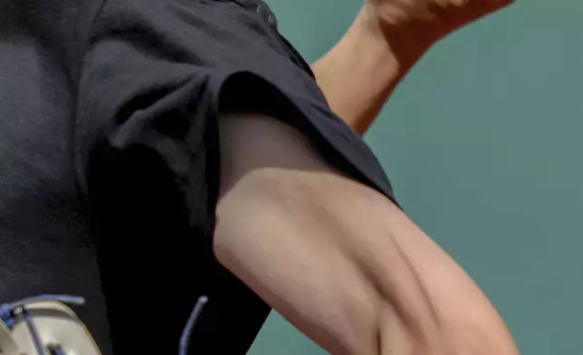 Ayami Sato pitches during tryouts for the Women's Professional Baseball League at the Washington Nationals Youth Baseball Academy in Washington, Aug. 23, 2025. (AP Photo/Julia Demaree Nikhinson)