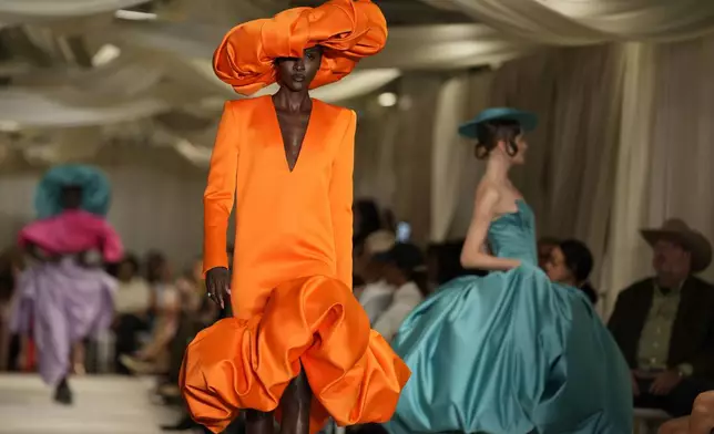 Models walk the runway during the Christian Siriano Spring/Summer 2026 fashion show as part of New York Fashion Week on Friday, Sept. 12, 2025, in New York. (Photo by Charles Sykes/Invision/AP)