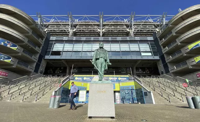 FILE - A view from outside Croke Park in Dublin, Ireland, Thursday, Aug. 24, 2023. (AP Photo/Ken Maguire, File)