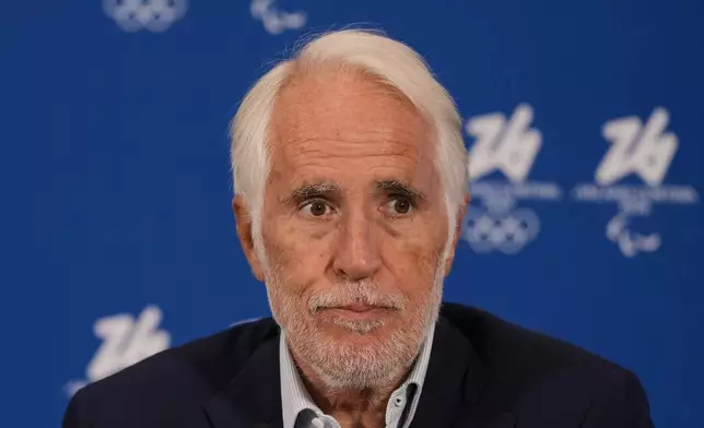 CIO member and CONI president Giovanni Malago' speaks during a news conference of the Organising Committee of the Olympic Winter Games Milano Cortina 2026, following the meeting of the IOC Coordination Commission, in Milan, Italy, Wednesday, Sept. 17, 2025. (AP Photo/Luca Bruno)