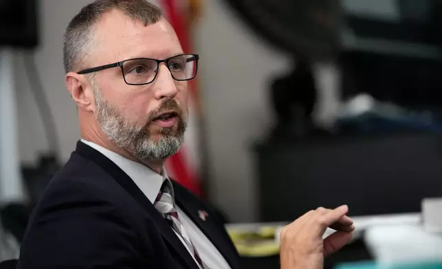 FBI Agent Scott Lawson testifies during a preliminary hearing for accused quadruple murder suspect, Austin Drummond, in court, Thursday, Sept. 4, 2025, in Tiptonville, Tenn. (AP Photo/George Walker IV, Pool)