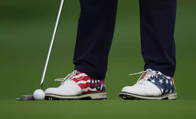 United States' Justin Thomas putts on the 11th hole at Bethpage Black golf course during the Ryder Cup golf tournament, Friday, Sept. 26, 2025, in Farmingdale, N.Y. (AP Photo/Matt Slocum)
