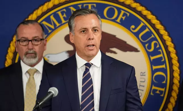 Joseph Rothrock, special agent in charge, FBI Dallas, responds to questions during a news conference at a U.S. Attorney's office Thursday, Sept. 25, 2025, in Dallas. (AP Photo/Tony Gutierrez)