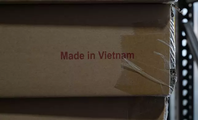 Imported kitchen cabinets from Vietnam are stacked up at Linq Kitchen's warehouse in City of Industry, Calif., Friday, Oct. 10, 2025. (AP Photo/Damian Dovarganes)