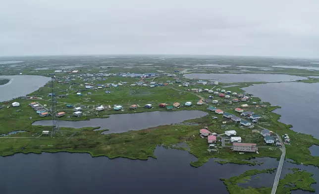 This photo provided by the Alaska Division of Geological Geophysical Surveys shows the village of Kipnuk, Alaska, as seen from a drone on June 21, 2022, before floods in 2024 and 2025 destroyed many buildings. (Keith C. Horen/Alaska Division of Geological Geophysical Surveys via AP)