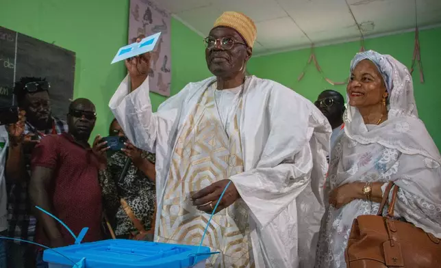 Presidential opposition candidate Issa Tchiroma casts his ballot at a polling station in Garoua, Cameroon, Sunday, Oct. 12, 2025 (AP Photo / Welba Yamo Pascal