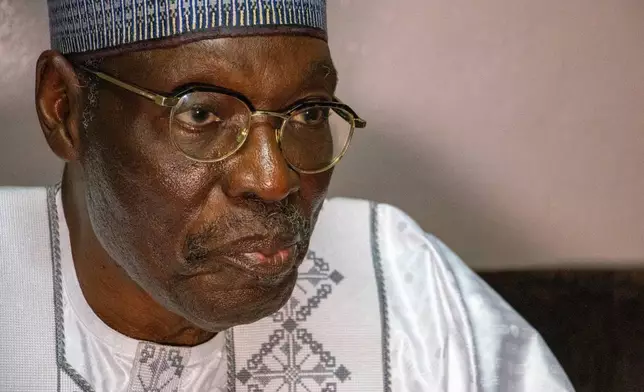 Presidential opposition candidate Issa Tchiroma, speaks to the press in Maroua, Cameroon, Thursday, Oct. 9, 2025. (AP Photo/Welba Yamo Pascal)