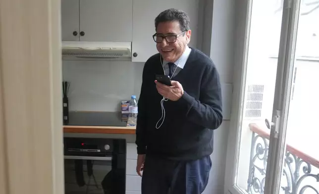 France's Philippe Aghion reacts before an interview with the Associated Press after winning the Nobel prize in economics, Monday, Oct. 13, 2025 in Paris. (AP Photo/Thibault Camus)