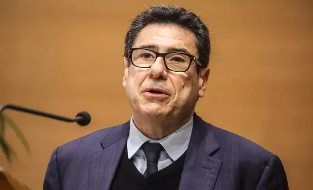 FILE - French economist Philippe Aghion attends a round table discussion on the 'The future of European competitiveness' at the College de France in Paris, France, Wednesday, Nov. 13 2024. (Teresa Suarez, Pool via AP, File)