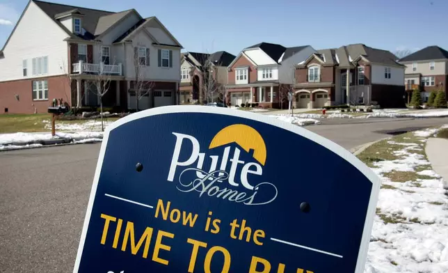 FILE - The Pulte Homes community of Liberty Park is seen in Novi, Mich., Wednesday, April 8, 2009. (AP Photo/Carlos Osorio, File)