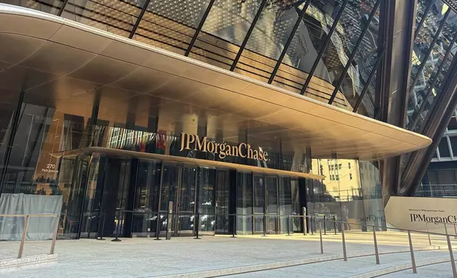 The exterior of JPMorgan Chase's new headquarters at 270 Park Avenue in New York is shown on Tuesday, Oct. 21, 2025. (AP Photo/Ken Sweet)