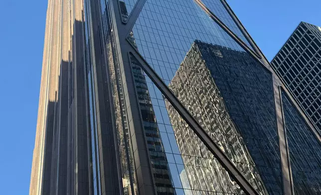 The exterior of JPMorgan Chase's new headquarters at 270 Park Avenue in New York is shown on Tuesday, Oct. 21, 2025. (AP Photo/Ken Sweet)