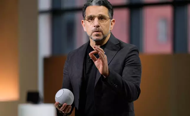 Panos Panay, senior vice president of devices and services at Amazon, speaks during an Amazon event in New York, Tuesday, Sept. 30, 2025. (AP Photo/Seth Wenig)