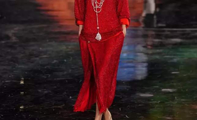 A model wears a creation as part of the Chanel Spring/Summer 2026 collection presented in Paris, Monday, Oct. 6, 2025. (AP Photo/Aurelien Morissard)