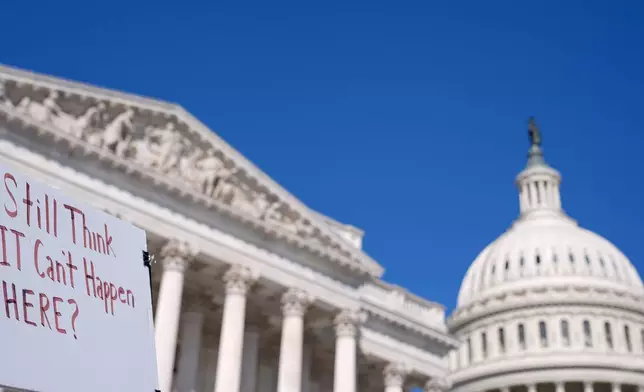 The US. Capitol is photographed, Wednesday, Oct. 1, 2025, on Capitol Hill in Washington. (AP Photo/Mariam Zuhaib)