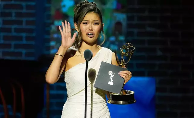 Actor Lisa Yamada accepts the Outstanding Emerging Talent in a Daytime Drama Series award for her performance in "The Bold and the Beautiful" during the 52nd Annual Daytime Emmy Awards on Friday, Oct. 17, 2025, at Pasadena Civic Auditorium in Pasadena, Calif. (AP Photo/Chris Pizzello)