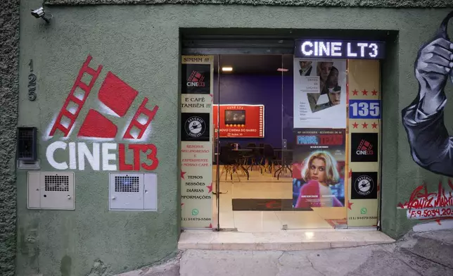 Cine LT3 stands in an old parking garage in Sao Paulo, Thursday, Oct. 9, 2025. (AP Photo/Ettore Chiereguini)