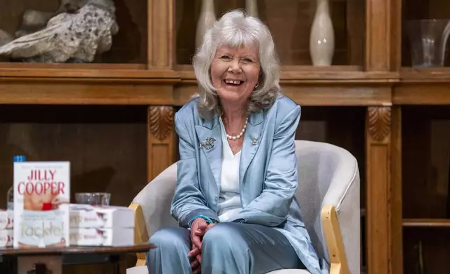 This Sept. 20, 2025 file photos shows author Jilly Cooper at The Queen's Reading Room Festival, a literary event celebrating the power and benefits of reading, held at Chatsworth in Derbyshire, England. (Lucy Ray/PA via AP)