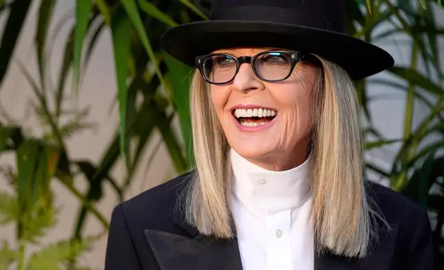 FILE - Diane Keaton appears at the Ralph Lauren Spring 2023 Fashion Experience in Pasadena, Calif., on Oct. 13, 2022. (AP Photo/Chris Pizzello, File)
