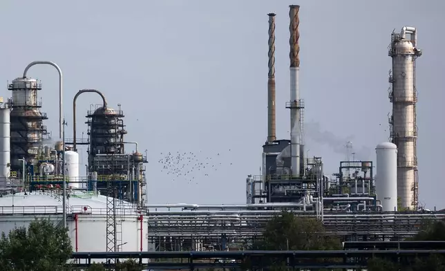 A general view of MOL's Danube refinery which produces fuel from Russian crude oil in Százhalombatta, Hungary, on Sept. 27, 2025. (AP Photo/Denes Erdos)
