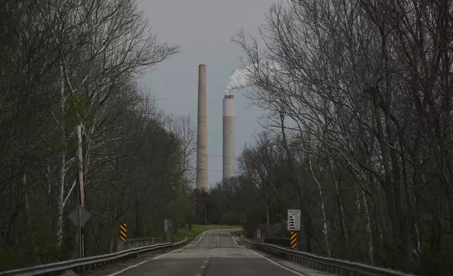 FILE - The Kyger Creek Power Plant, a coal-fired power plant, operates April 14, 2025, near Cheshire, Ohio. (AP Photo/Joshua A. Bickel, File)