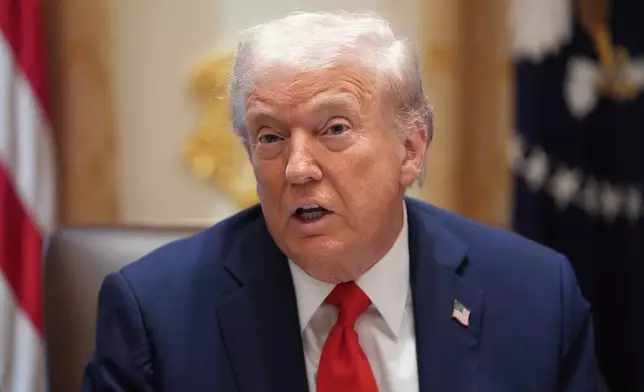 President Donald Trump speaks during a cabinet meeting at the White House, Thursday, Oct. 9, 2025, in Washington. (AP Photo/Evan Vucci)