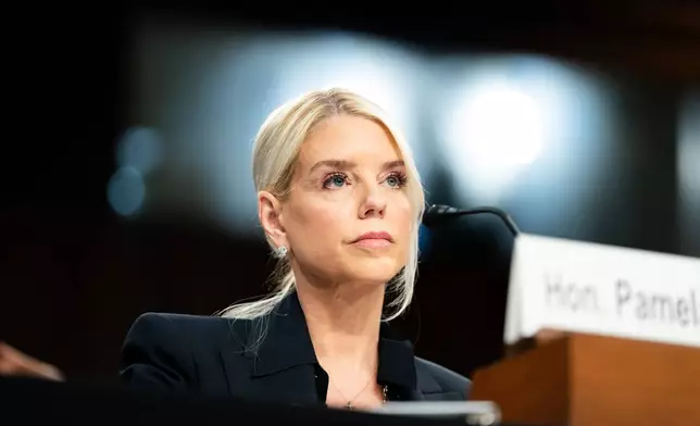 Attorney General Pam Bondi appears before the Senate Judiciary Committee oversight hearing, on Capitol Hill in Washington, Tuesday, Oct. 7, 2025. (AP Photo/Allison Robbert)