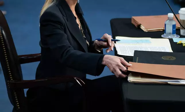 Attorney General Pam Bondi appears for an oversight hearing before the Senate Judiciary Committee, on Capitol Hill in Washington, Tuesday, Oct. 7, 2025. (AP Photo/Allison Robbert)