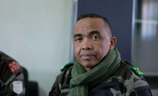 CAPSAT military unit commander Col. Michael Randrianirina during an interview with The Associated Press in Antananarivo, Madagascar, Wednesday, Oct. 15, 2025. (AP Photo/ Brian Inganga)
