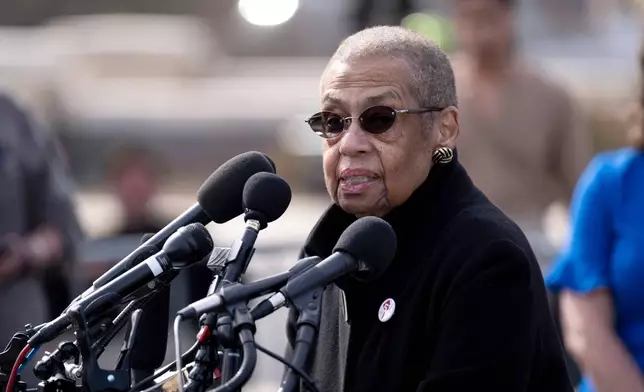 FILE - Del. Eleanor Holmes Norton, D-D.C., speaks at a news conference to address the proposed continuing resolution and its impacts, on Capitol Hill in Washington, March 10, 2025. (AP Photo/Ben Curtis, File)