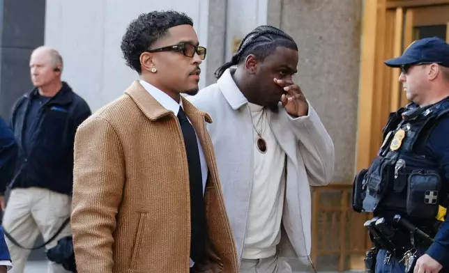 Justin Combs, Sean "Diddy" Combs' son, arrives to the Manhattan federal court for the sentencing of Sean "Diddy" Combs in New York, Friday, Oct. 3, 2025. (AP Photo/Eduardo Munoz Alvarez)