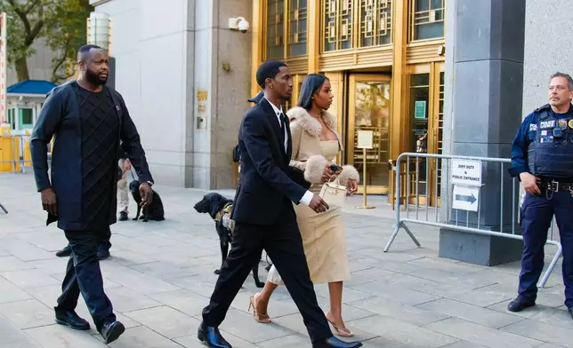 Christian Combs, Sean "Diddy" Combs' son, arrives to the Manhattan federal court for the sentencing of Sean "Diddy" Combs in New York, Friday, Oct. 3, 2025. (AP Photo/Eduardo Munoz Alvarez)