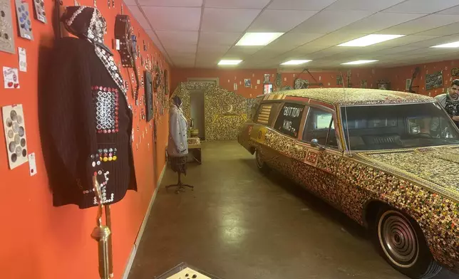 Exhibits are displayed at Dalton Stevens' button museum in Bishopville, S.C., on Tuesday, Sept. 9, 2025. (AP Photo/Jeffrey Collins)