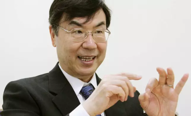 Osaka University professor Shimon Sakaguchi, one of two Japanese professors selected for the 2015 Canada Gairdner International Awards, speaks in an interview in Osaka, western Japan, March 24, 2015. (Kyodo News via AP)