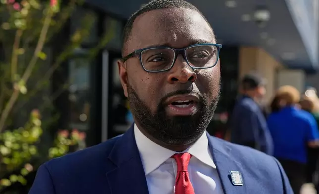 Mayor Paul Young speaks to the media following a public event Thursday, Oct. 9, 2025, in Memphis, Tenn. (AP Photo/George Walker IV)