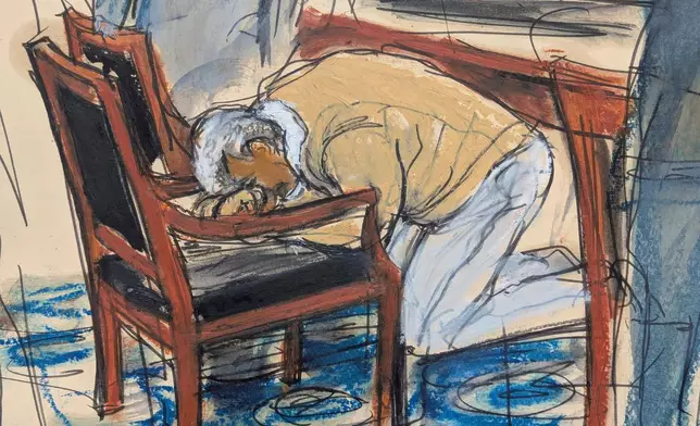 FILE - In this courtroom sketch, Sean "Diddy" Combs reacts after he was convicted of prostitution-related offenses but acquitted of sex trafficking and racketeering charges that could have put him behind bars for life, July 2, 2025, in Manhattan federal court in New York. (Elizabeth Williams via AP, File)