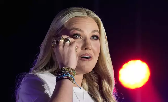 Erika Kirk speaks during a "This Is the Turning Point" campus tour event at the University of Mississippi, in Oxford, Miss., Wednesday, Oct. 29, 2025. (AP Photo/Gerald Herbert)