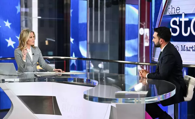 New York City Democratic mayoral candidate Zohran Mamdani, right, speaks with Martha MacCallum, during an interview on "The Story with Martha MacCallum" at Fox News on Wednesday, Oct. 15, 2025, in New York. (Photo by Evan Agostini/Invision/AP)