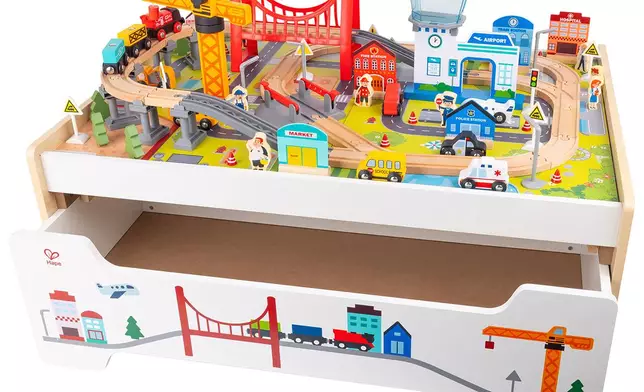 Hape 100-piece Wooden Train Table Set