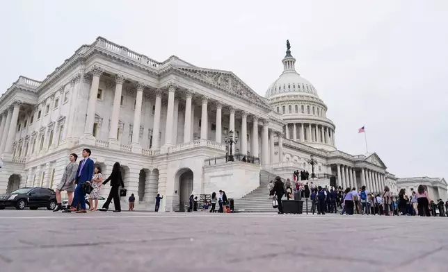 The U.S. Capitol is photographed after a news conference, Tuesday, Sept. 30, 2025, at the Capitol in Washington. (AP Photo/Mariam Zuhaib)