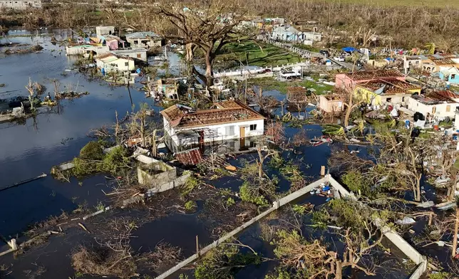 An aerial view of Black River, Jamaica, Thursday, Oct. 30, 2025, in the aftermath of Hurricane Melissa. (AP Photo/Matias Delacroix)