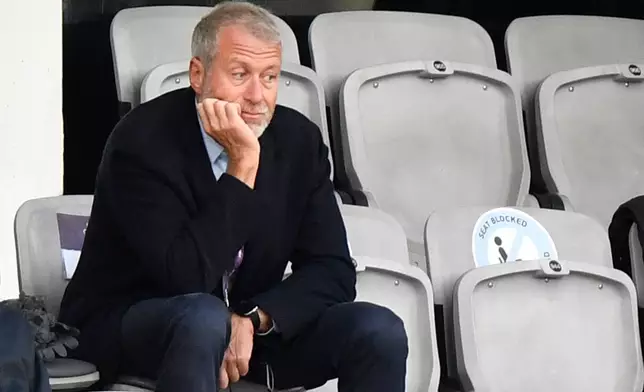FILE - Chelsea's soccer club owner Roman Abramovich attends the UEFA Women's Champions League final soccer match against FC Barcelona in Gothenburg, Sweden, May 16, 2021. (AP Photo/Martin Meissner, File)