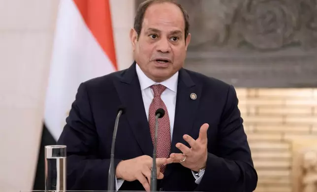 FILE - Egyptian President Abdel-Fattah el-Sissi speaks during a joint news conference, in Athens, on Wednesday, May 7, 2025. (AP Photo/Petros Giannakouris,File)