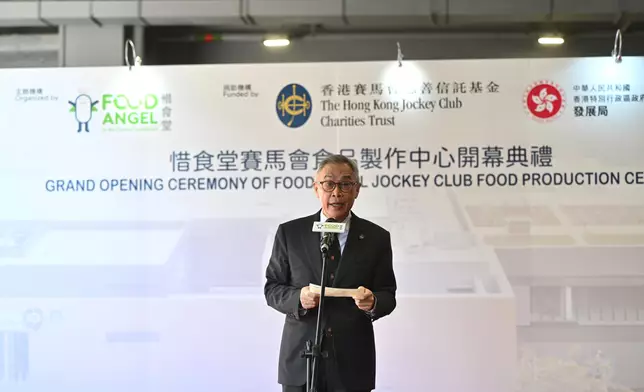 ackson Woo, Steward of The Hong Kong Jockey Club, delivers a speech at the opening ceremony.