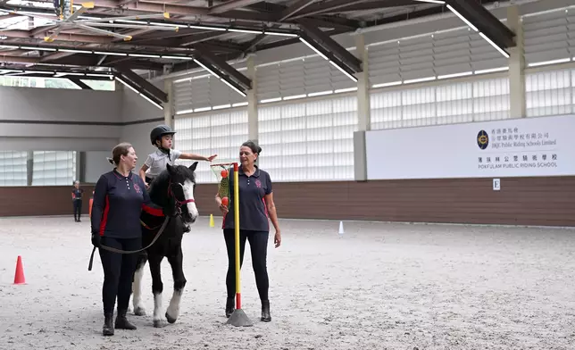 The new indoor arena at the HKJC Pokfulam Public Riding School provides riding lessons for the public, professional riders and para riders.