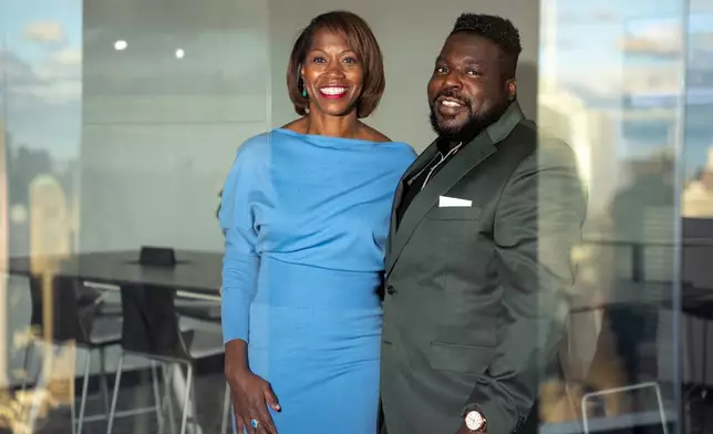 Kendra Parlock, Vice President of Partnership Development at NPower, and Robert Vaughn, Chief Innovation Officer, pose for a portrait at an NPower alumni event at World Wide Technology, Monday, Oct. 20, 2025, in New York. (AP Photo/Angelina Katsanis)