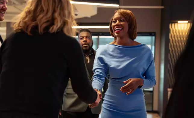 Kendra Parlock, Vice President of Partnership Development at NPower, attends an NPower alumni event at World Wide Technology, Monday, Oct. 20, 2025, in New York. (AP Photo/Angelina Katsanis)