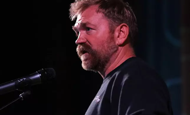 Democratic Maine Senate candidate Graham Platner speaks at a town hall in Ogunquit, Maine, Wednesday, Oct. 22, 2025. (AP Photo/Caleb Jones)