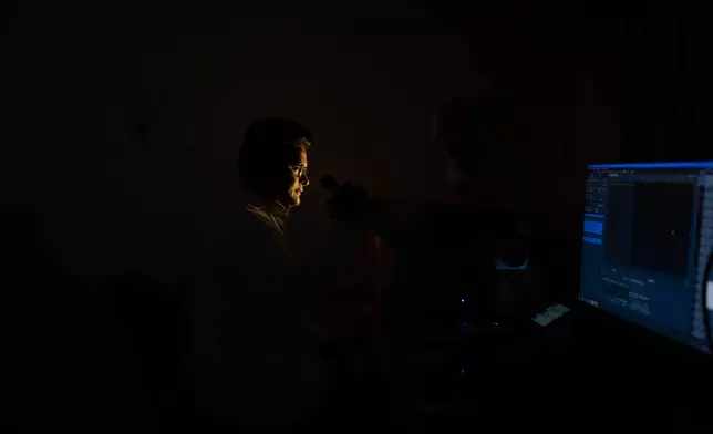 Research fellow Sachin Surwase poses for a portrait while examining a mouse pancreas tissue through a microscope in a biomedical engineering lab at Johns Hopkins University in Baltimore, Md., Tuesday, May 13, 2025. Surwase is part of a team developing possible new ways to treat Type 1 diabetes, an autoimmune disease, by reprogramming the immune system to protect and not harm insulin-producing cells in the pancreas. "For me, it started with my grandmother, she died of cancer, so that was the motivation to work on these diseases. But then I got interested in autoimmunity. That fascinated me that why in one disease we need to increase the response of immunity but in others we need to suppress our own immunity. It's like a two-edged sword." (AP Photo/David Goldman)
